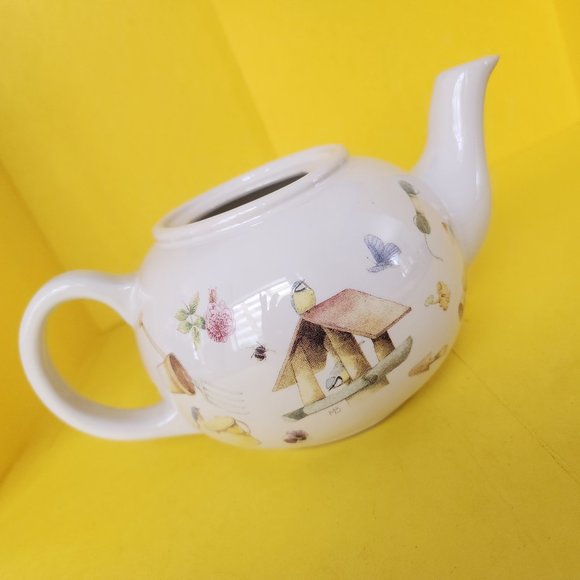 Teapot Hallmark Marjolein Bastin Nature's Sketchbook Gardening Pot Tools Birds - Picture 2 of 16
